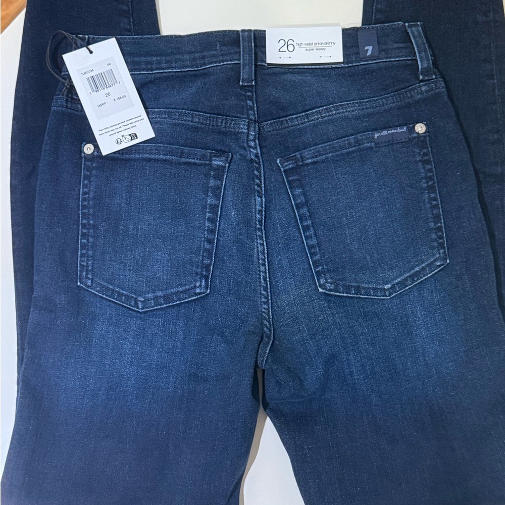 7 for All Mankind HIGH WAIST ANKLE SKINNY Sz 26 Atlas Super Skinny Jeans NWT - Picture 7 of 11